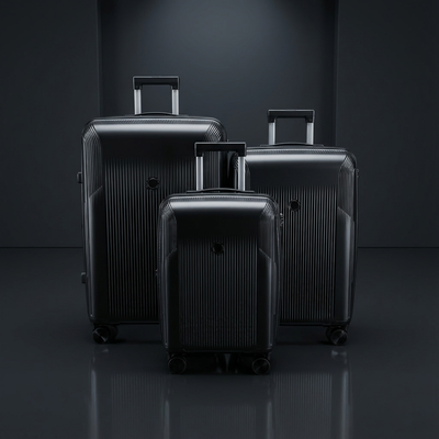 3-Piece Expandable Luggage Set (20” / 24” / 28”) – TSA Approved - Stealth Black